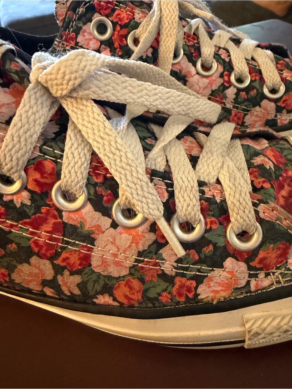 Converse Floral Low Top Sneakers - Black with Pink & Orange Flowers - Picture 6 of 11